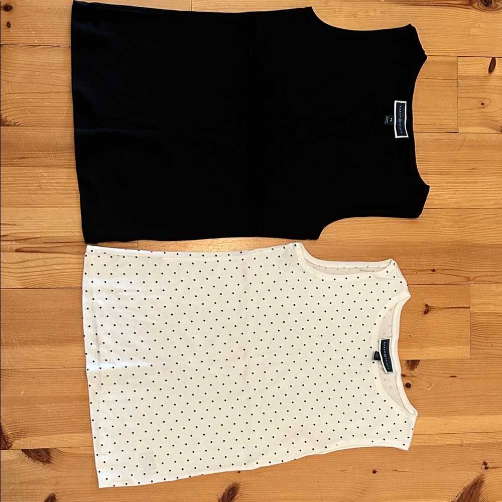 Black and White with black Polka Dot Sleeveless Tops Karen Scott petite S Small